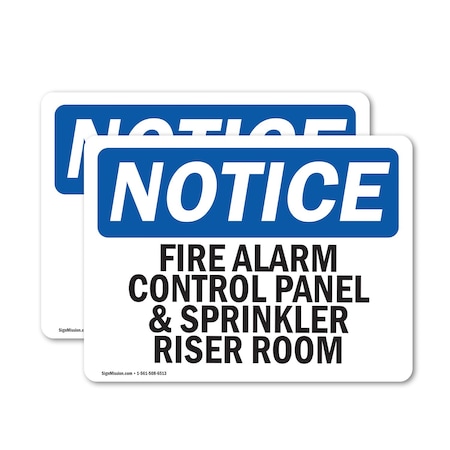 Signmission Fire Alarm Control Panel And Sprinkler Riser Room, 5 in W x Rectangle, Vinyl Decal OS-2PACK-NS-D-35-L-12517